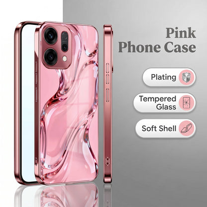 Oppo Reno 14 5G Crystal Wave Energy Pink Electroplated Glass Phone Back Case