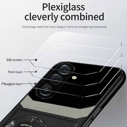 Samsung Galaxy A16 5G Original Luxury Leather Lens Magnifier Ring Stand Case
