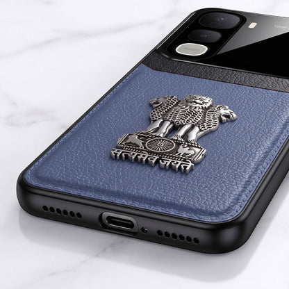 Vivo Y400 Pro 5G Satyamev Jayate 3D Metal Leather Back Case