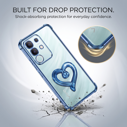 Vivo T4x 5G Premium Heart Stand Transparent Shockproof Airbag Phone Case