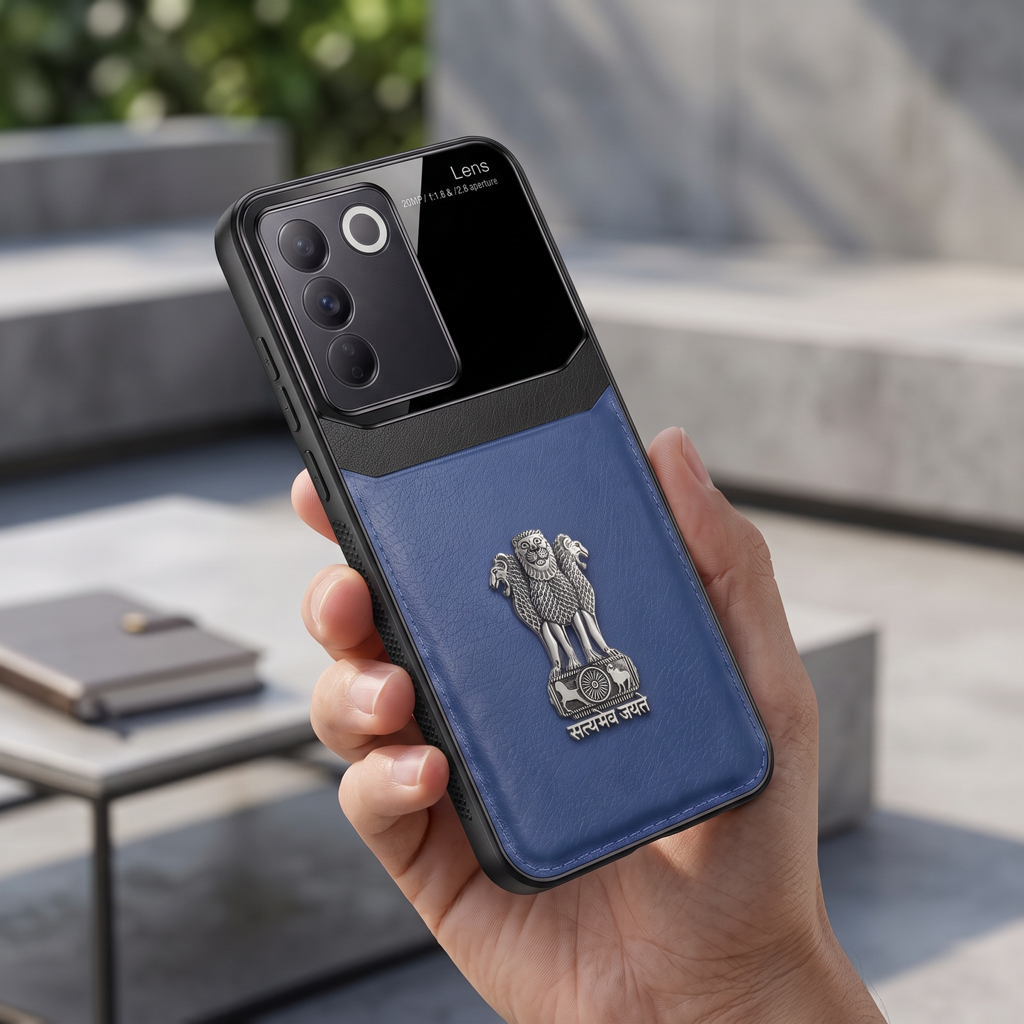 Vivo V27 5G Satyamev Jayate 3D Metal Leather Back Case