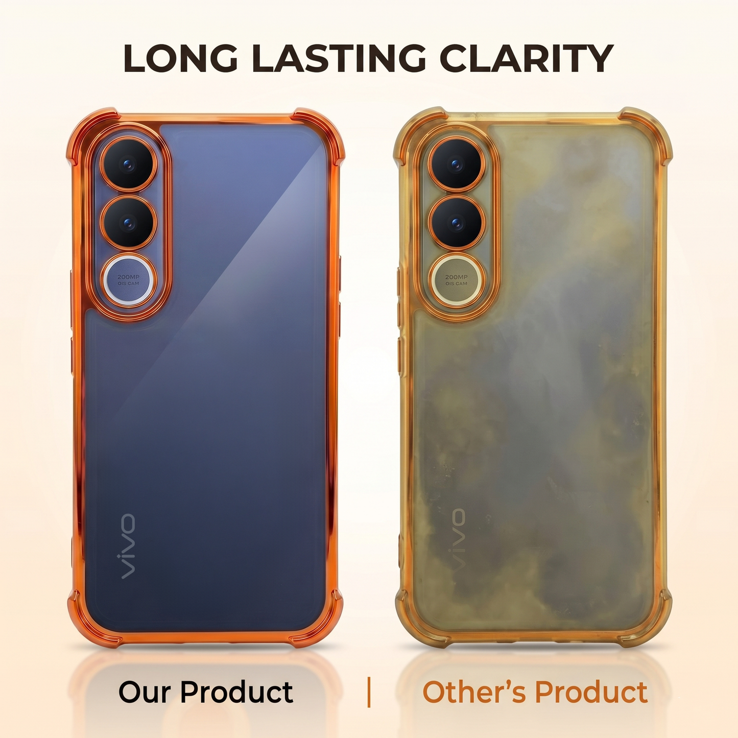 Vivo V70 FE 5G Premium Shockproof Transparent Airbag Cosmic Orange Case