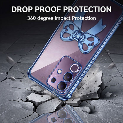 Vivo T4x 5G Stylish Bow Knot Stand Transparent Shockproof Airbag Phone Case