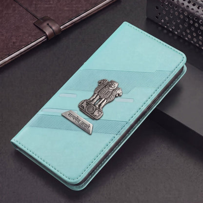 Vivo V50 5G Metal Satyamev Jayate 2-in-1 Emblem Magnetic Flip Wallet Case
