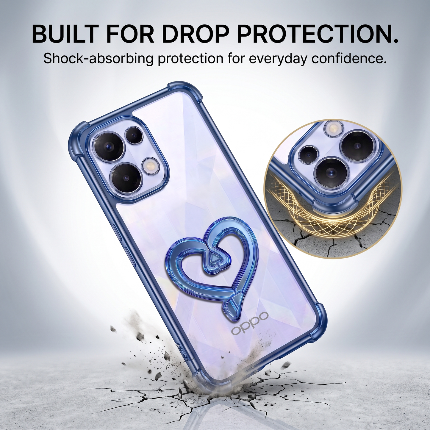 Oppo K13 5G Premium Heart Stand Transparent Shockproof Airbag Phone Case