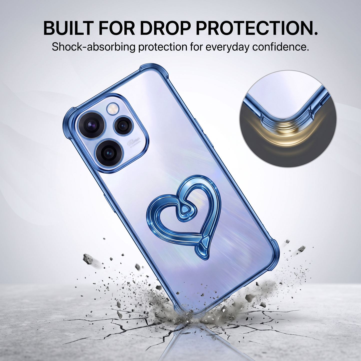 Oppo Reno 15 Pro Mini 5G Premium Heart Stand Transparent Shockproof Airbag Phone Case