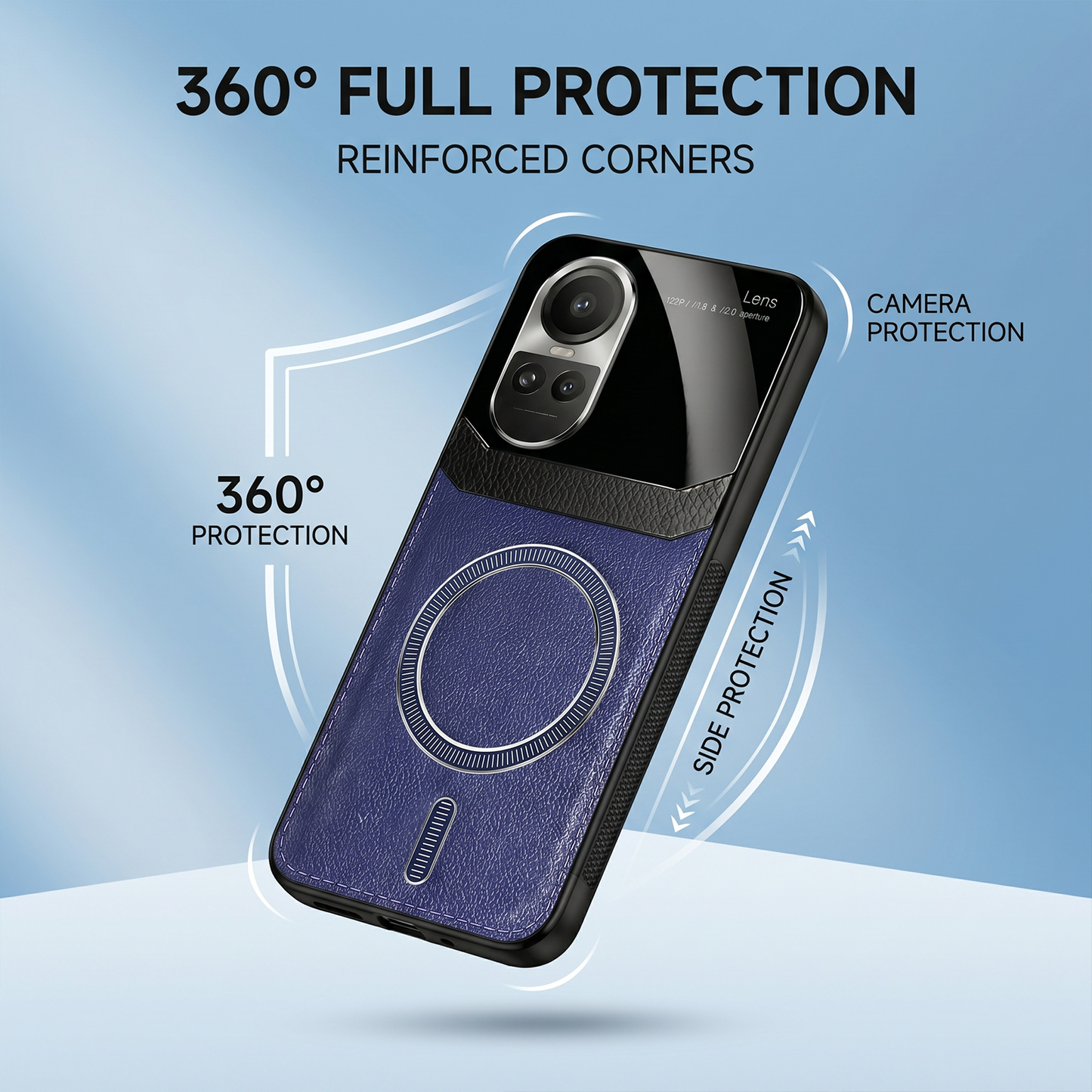 Oppo Reno 10 5G Premium Magsafe Magnetic Leather Lens Protective Case