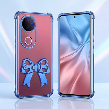 Vivo V50 5G Stylish Bow Knot Stand Transparent Shockproof Airbag Phone Case
