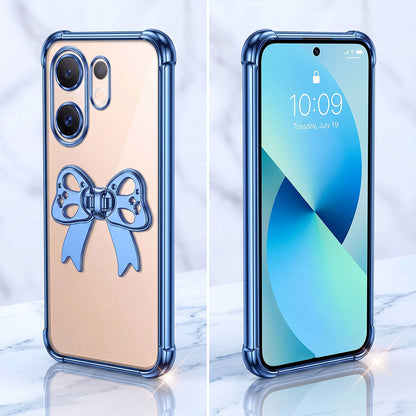Vivo V60 5G Stylish Bow Knot Stand Transparent Shockproof Airbag Phone Case