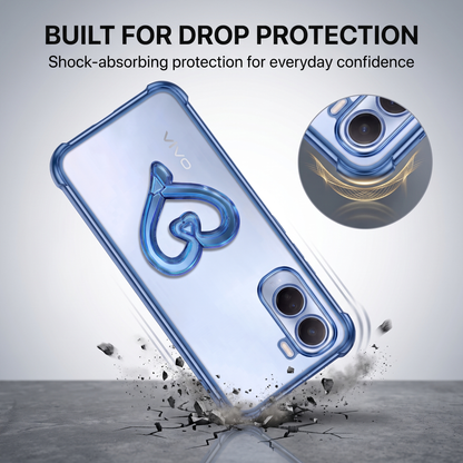 Vivo T5 Pro 5G Premium Heart Stand Transparent Shockproof Airbag Phone Case