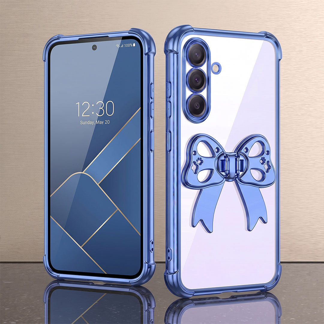 Samsung Galaxy A36 5G Stylish Bow Knot Stand Transparent Shockproof Airbag Phone Case