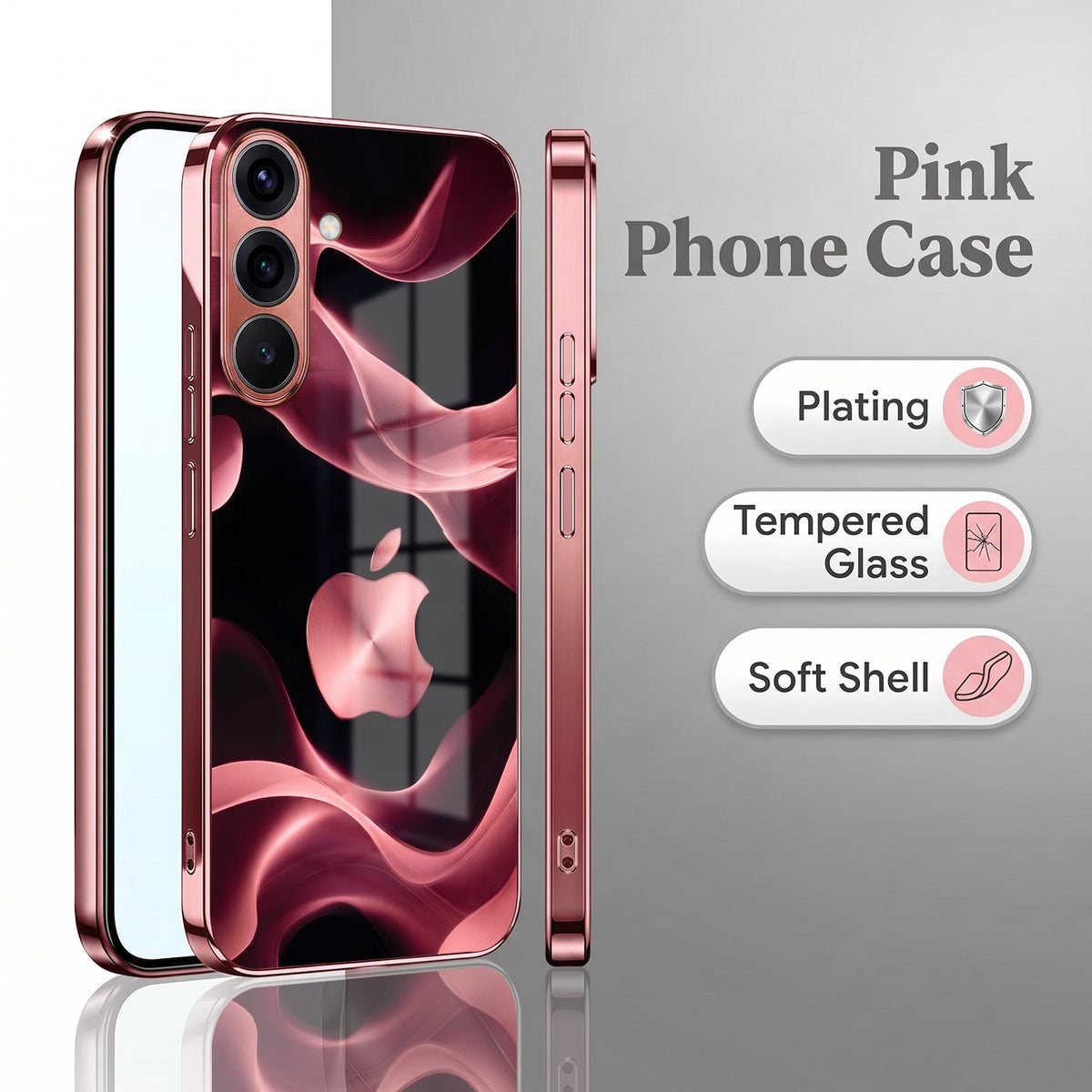 Samsung Galaxy A56 5G Luxury Wave Pink Electroplated Glass Phone Back Case