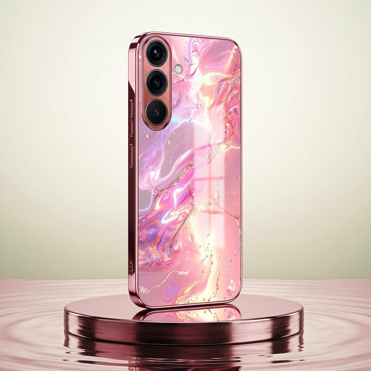 Samsung Galaxy A56 5G Pearl Aurora Pink Electroplated Glass Phone Back Case