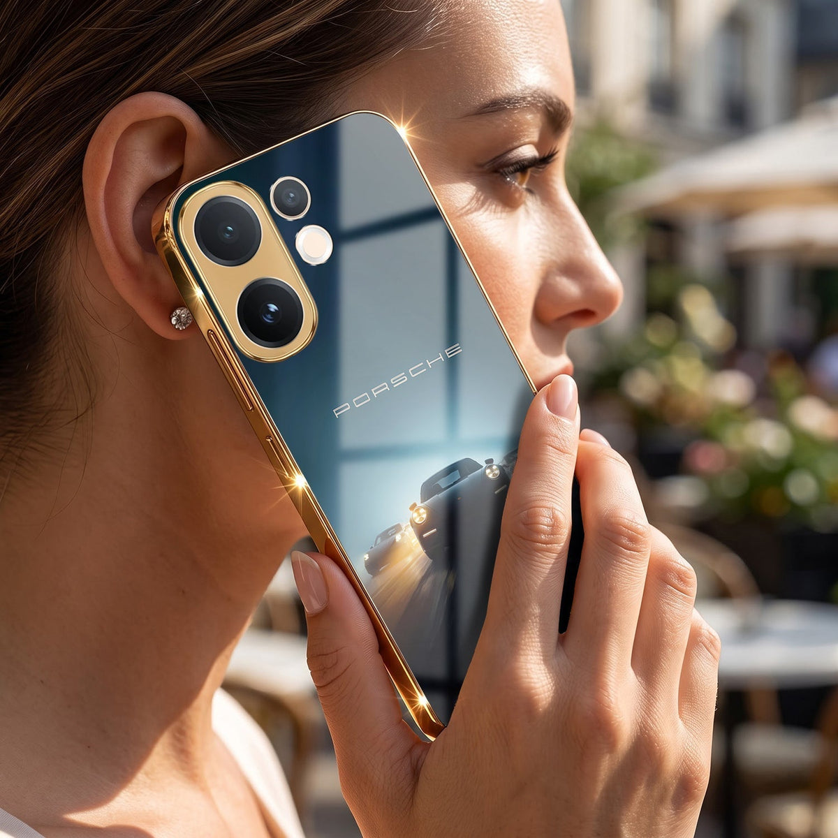 Vivo T4 Pro 5G Porsche Luxury Gold Electroplated Glass Phone Back Case