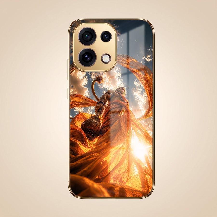 Oppo Reno 16C 5G Divine Hanuman Gold Electroplated Glass Phone Back Case