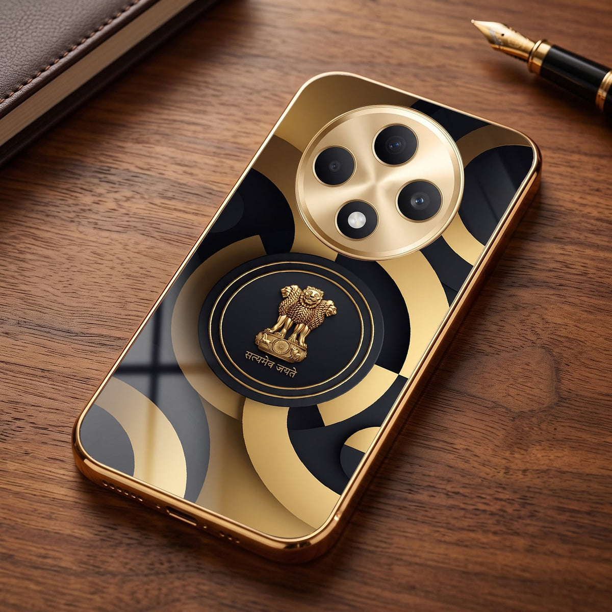 Oppo F27 Pro+ 5G Royal Emblem Gold Electroplated Glass Phone Back Case
