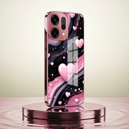 Oppo Reno 14 5G Love Sparkle Pink Electroplated Glass Phone Back Case