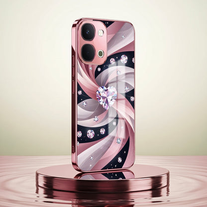 Vivo T5x 5G Diamond Glam Pink Electroplated Glass Phone Back Case