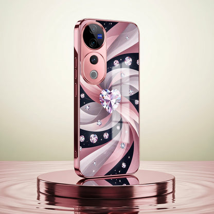 Vivo V40 Pro 5G Diamond Glam Pink Electroplated Glass Phone Back Case