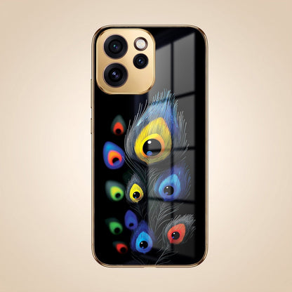 Oppo Reno 15 Pro Mini 5G Multi-Feather Peacock Gold Electroplated Glass Phone Back Case