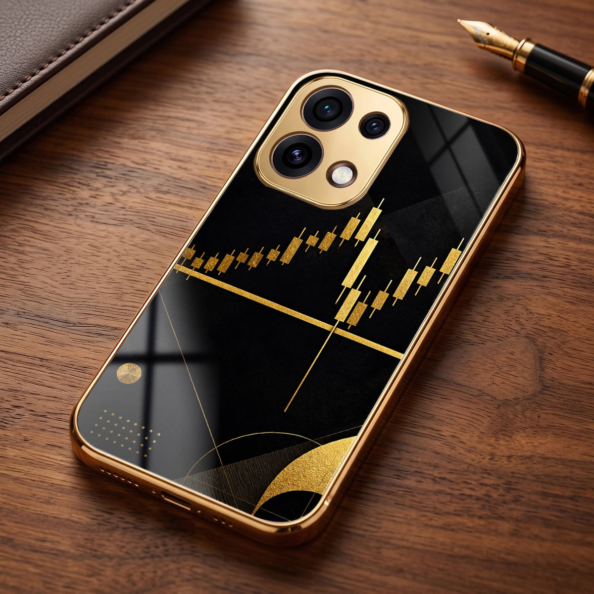 Oppo Reno 16C 5G Trading Candles Gold Electroplated Glass Phone Back Case