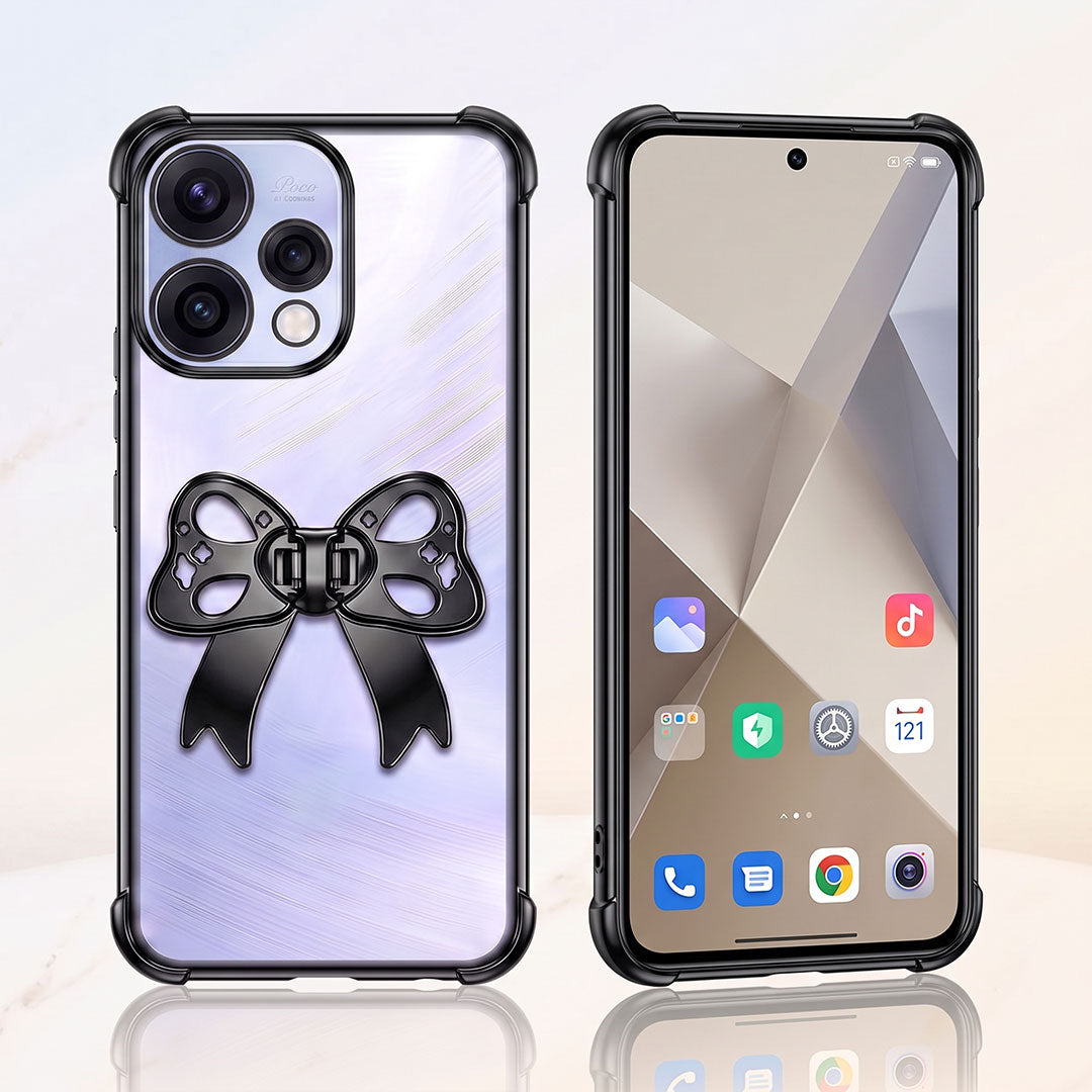 Oppo Reno 15 5G Stylish Bow Knot Stand Transparent Shockproof Airbag Phone Case