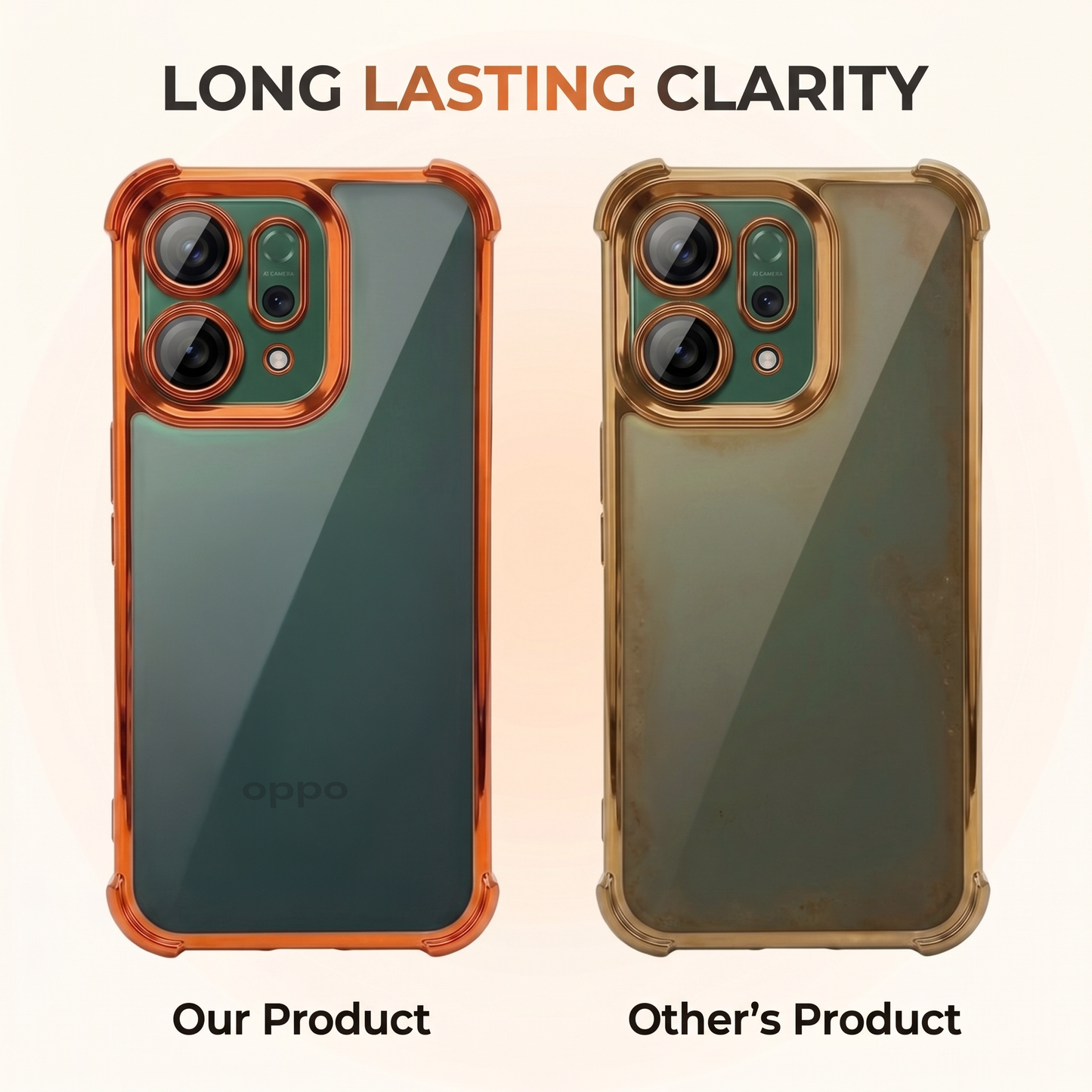 Oppo Reno 14 5G Premium Shockproof Transparent Airbag Cosmic Orange Case