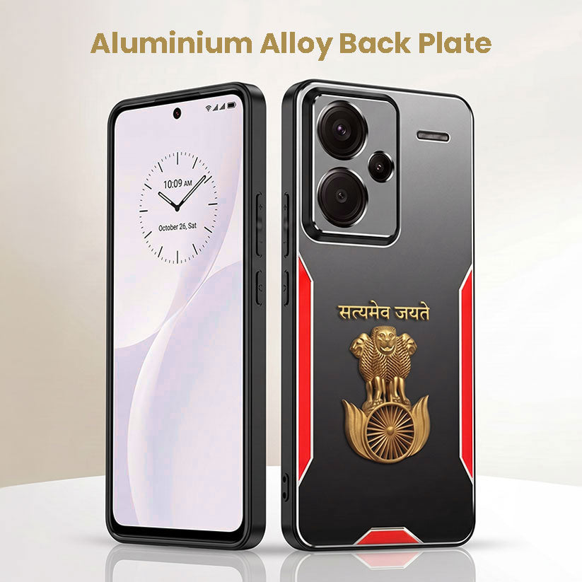 Redmi Note 13 Pro+ 5G Satyamev Jayate 3D Metal Aluminium Back Case