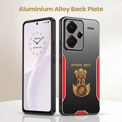 Redmi Note 13 Pro+ 5G Satyamev Jayate 3D Metal Aluminium Back Case