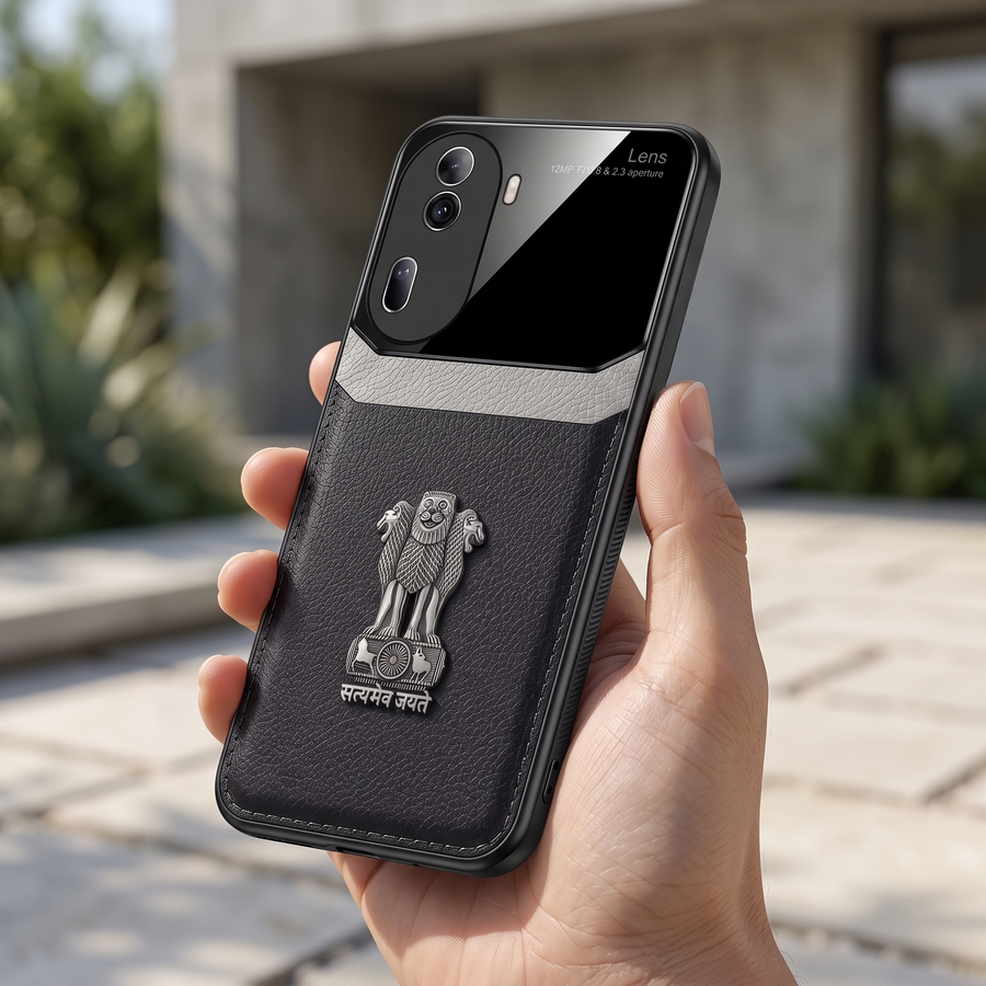 Oppo Reno 11 Pro 5G Satyamev Jayate 3D Metal Leather Back Case