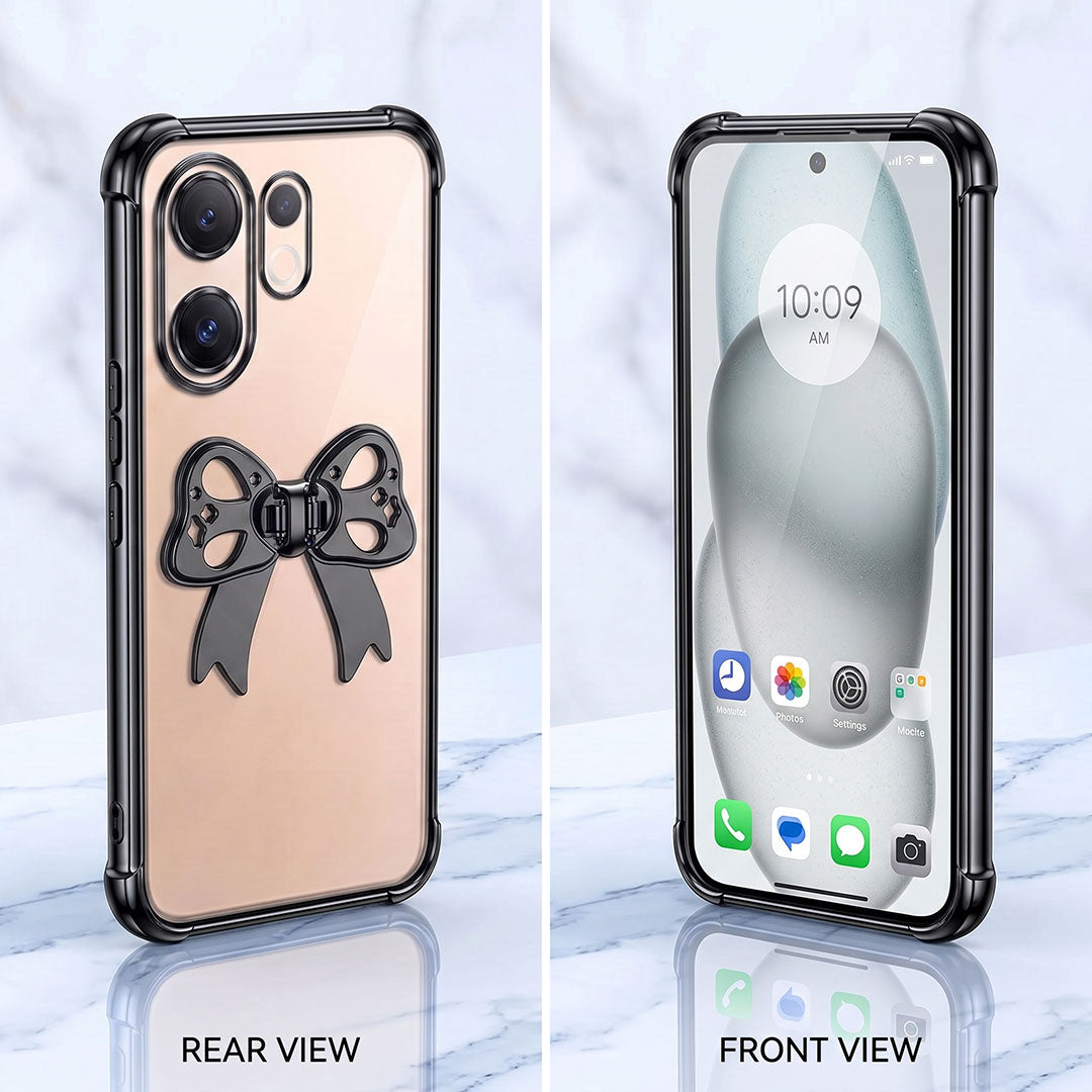 Vivo V60 5G Stylish Bow Knot Stand Transparent Shockproof Airbag Phone Case