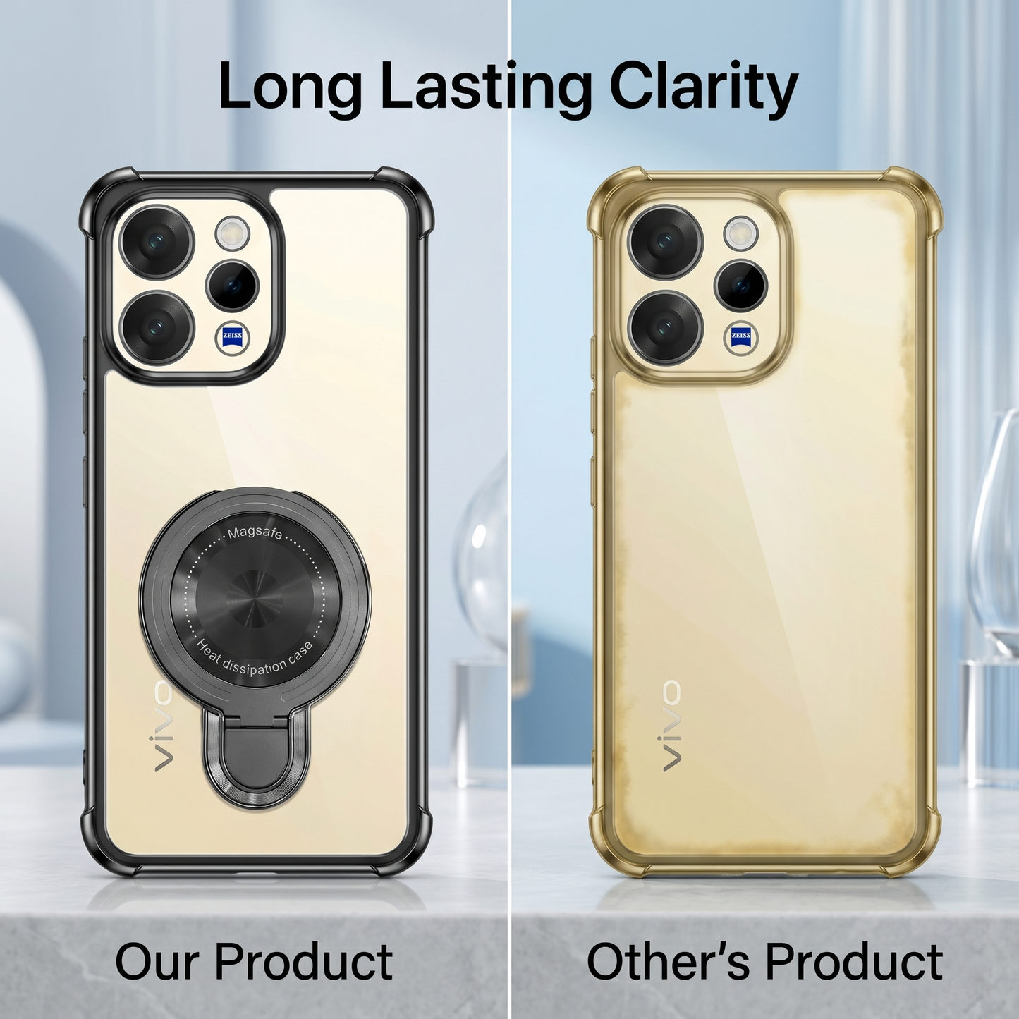 Vivo V70 5G Luxury Four Corner Invincible Bracket Ring Stand Case