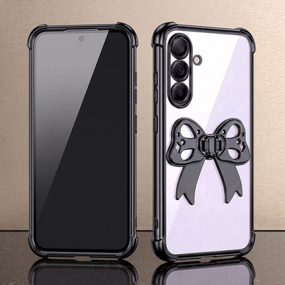 Samsung Galaxy A16 5G Stylish Bow Knot Stand Transparent Shockproof Airbag Phone Case