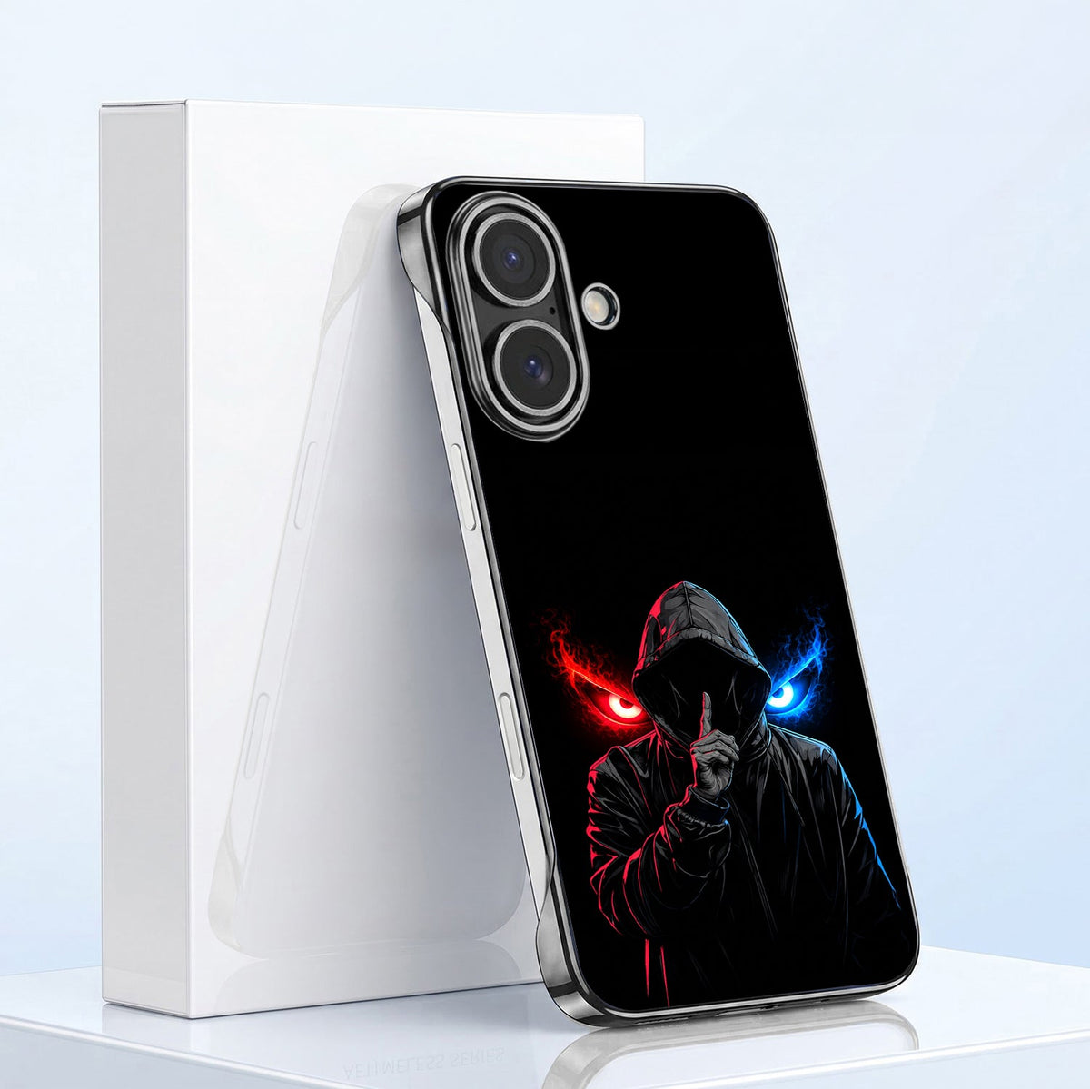 iPhone 16 Plus 5G Hooded Shadow Black Printed  Frameless Back Case