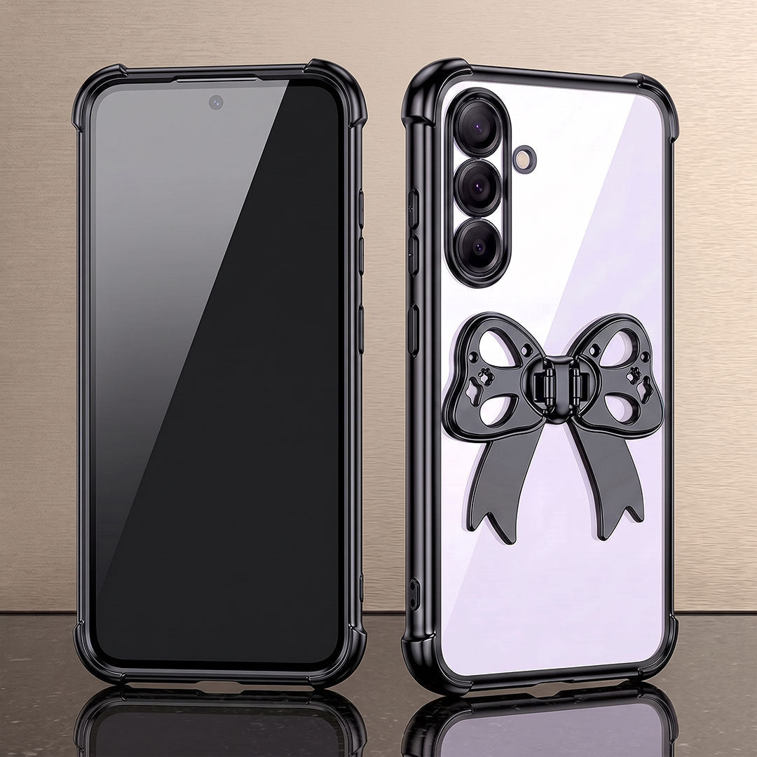 Samsung Galaxy A56 5G Stylish Bow Knot Stand Transparent Shockproof Airbag Phone Case