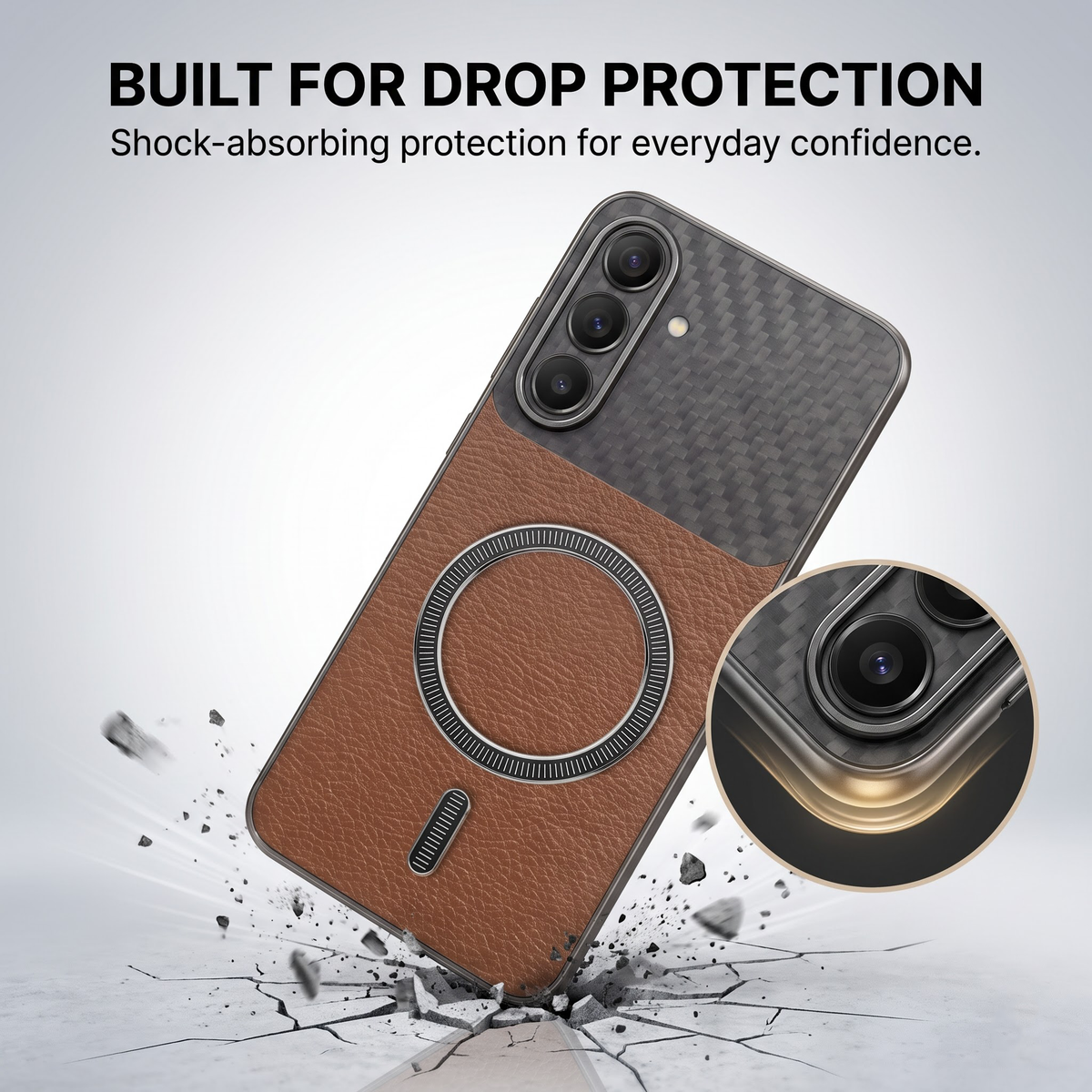 Samsung Galaxy A57 5G Carbon Fiber Leather Hybrid MagSafe Magnetic Case