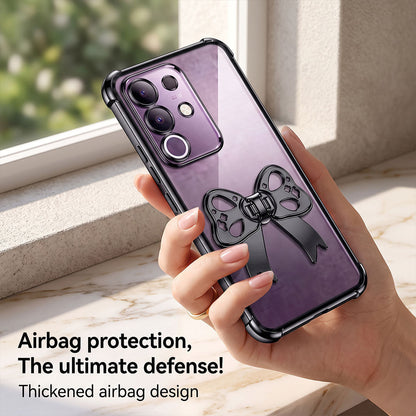 Vivo T4x 5G Stylish Bow Knot Stand Transparent Shockproof Airbag Phone Case