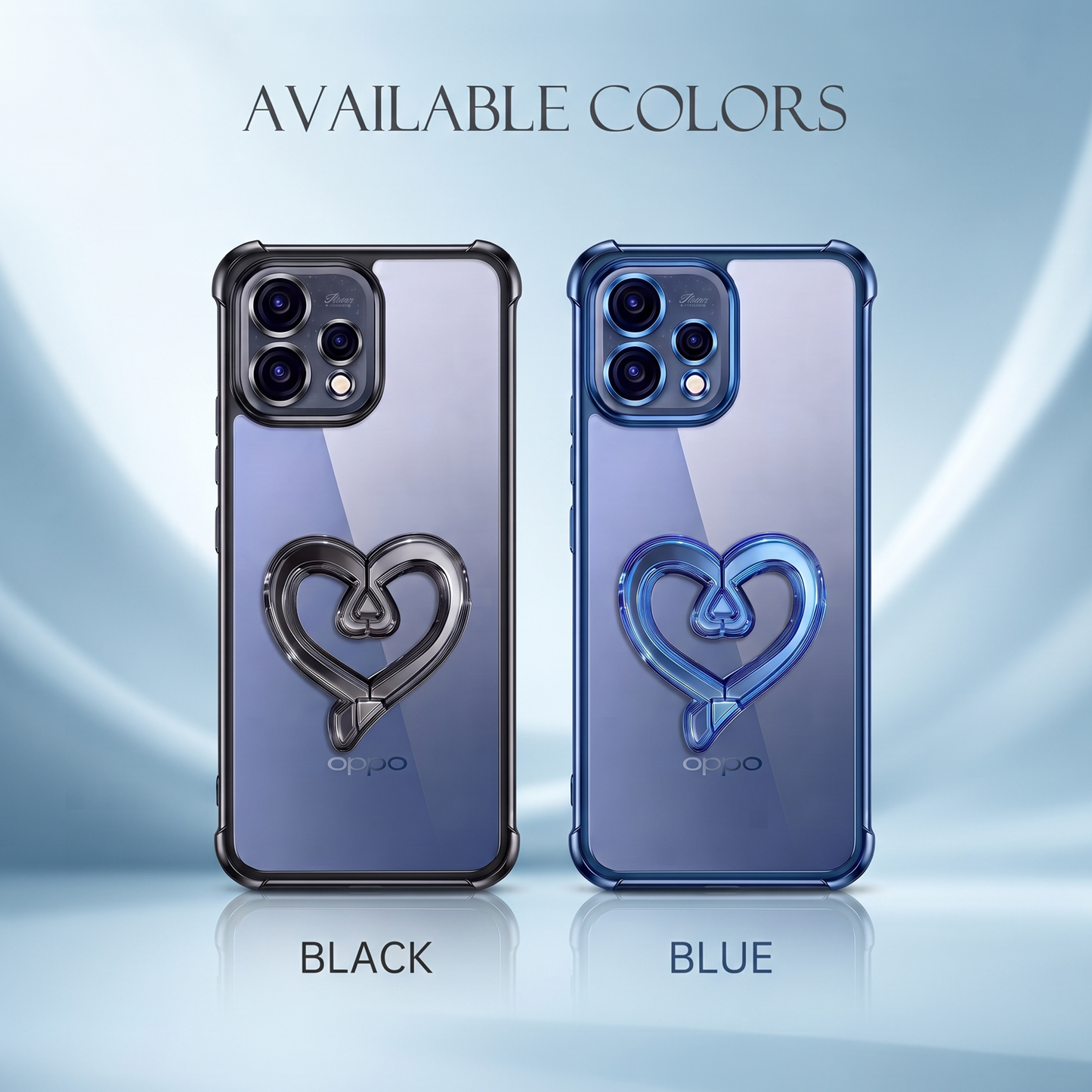 Oppo Reno 15 5G Premium Heart Stand Transparent Shockproof Airbag Phone Case