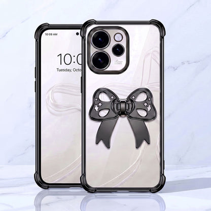 Oppo Reno 15 Pro Mini 5G Stylish Bow Knot Stand Transparent Shockproof Airbag Phone Case