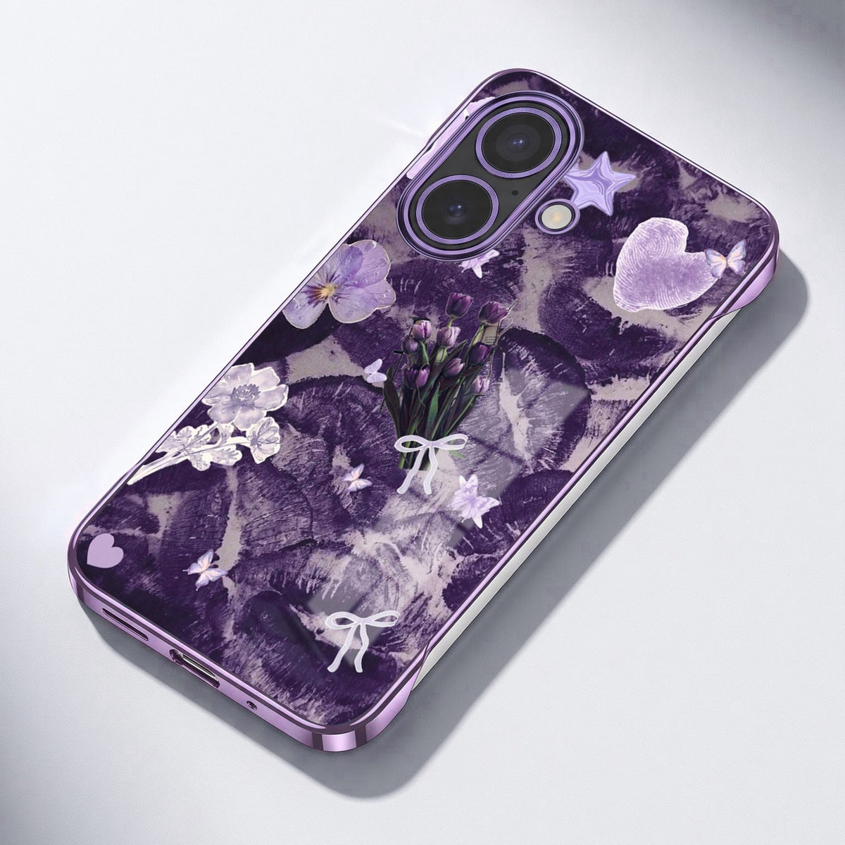 iPhone 16 Plus 5G Lavender Kiss Purple Printed  Frameless Back Case