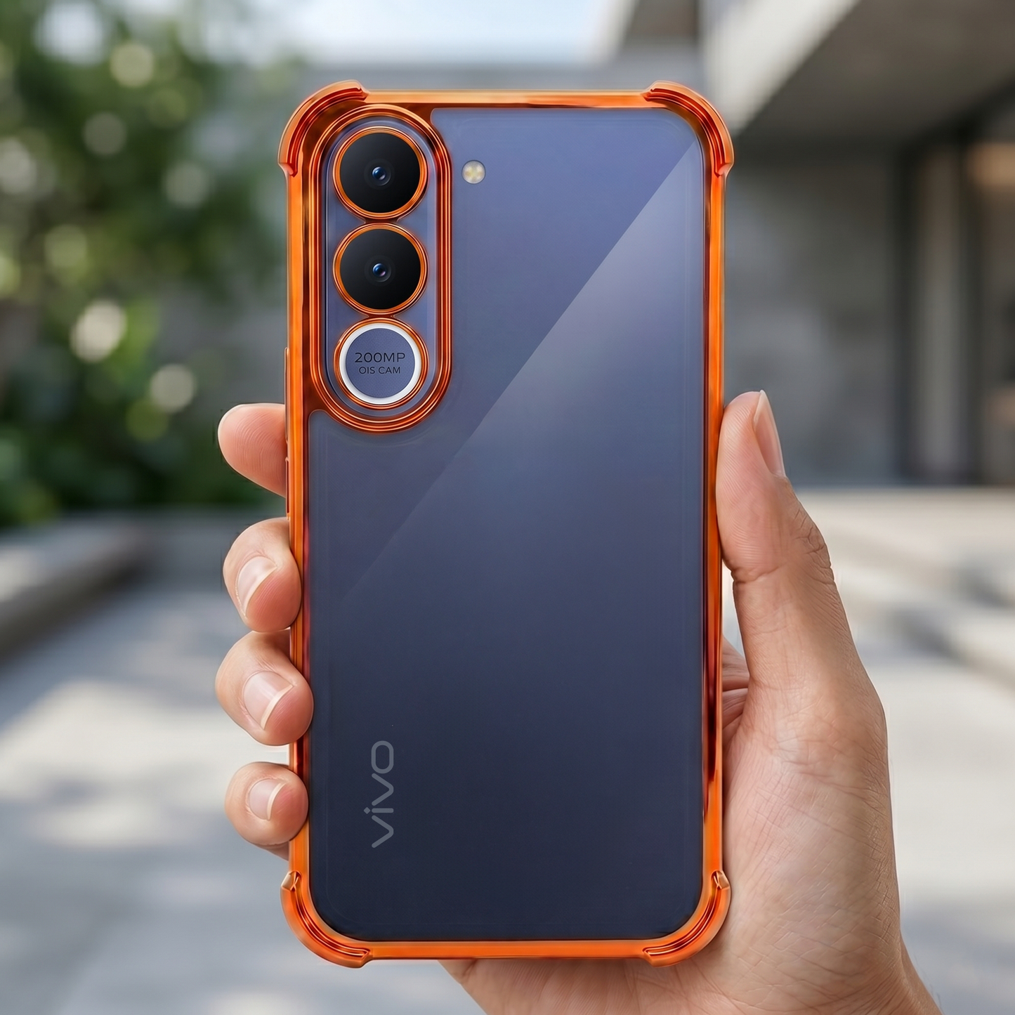 Vivo V70 FE 5G Premium Shockproof Transparent Airbag Cosmic Orange Case