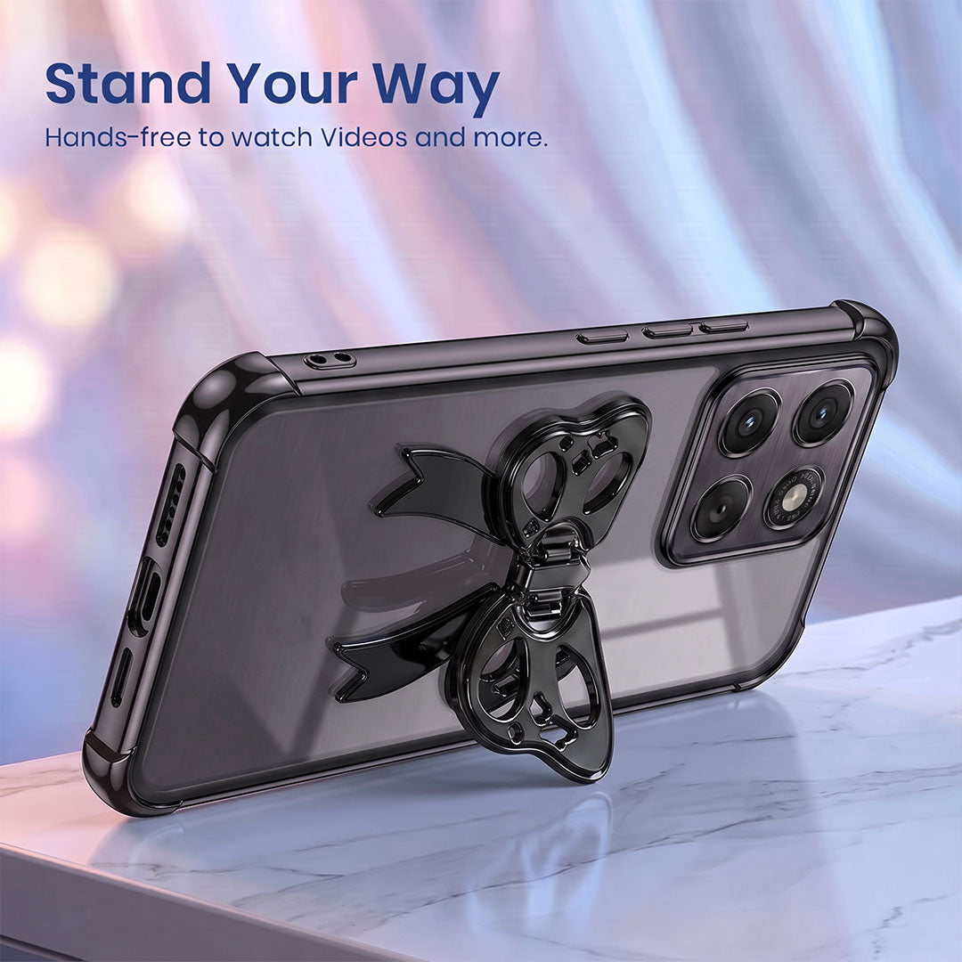 Motorola Edge 70 5G Stylish Bow Knot Stand Transparent Shockproof Airbag Phone Case