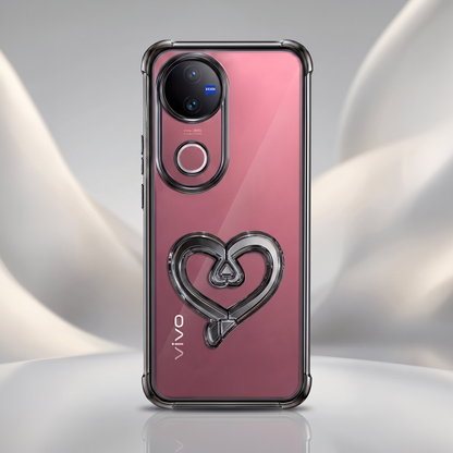 Vivo V50 5G Premium Heart Stand Transparent Shockproof Airbag Phone Case