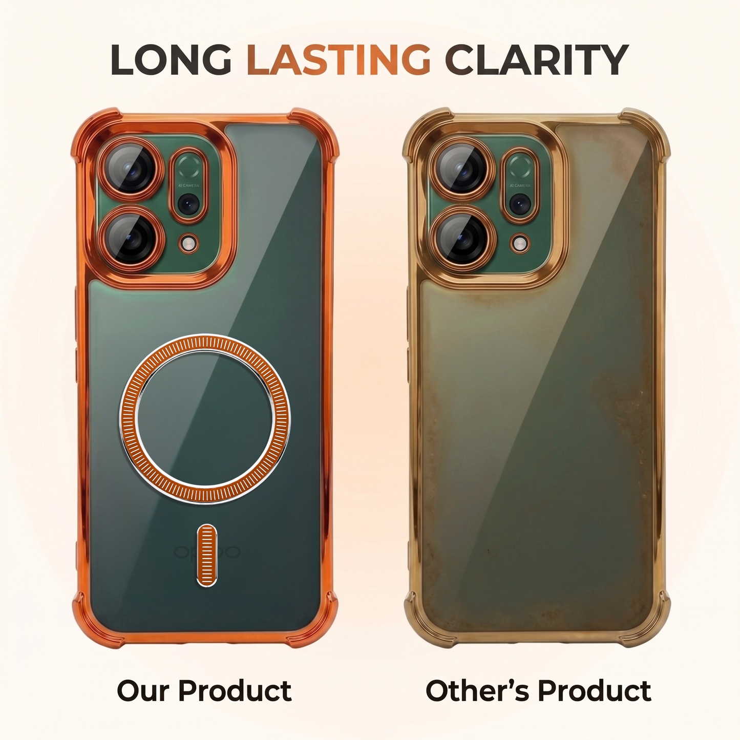 Oppo Reno 14 5G Premium Shockproof Transparent Airbag Cosmic Orange Case
