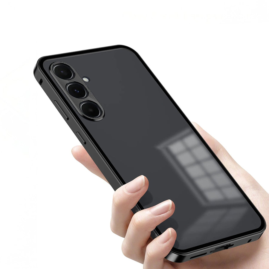 Samsung Galaxy A55 5G Aluminium Metal Bumper Shield Transparent Back Case