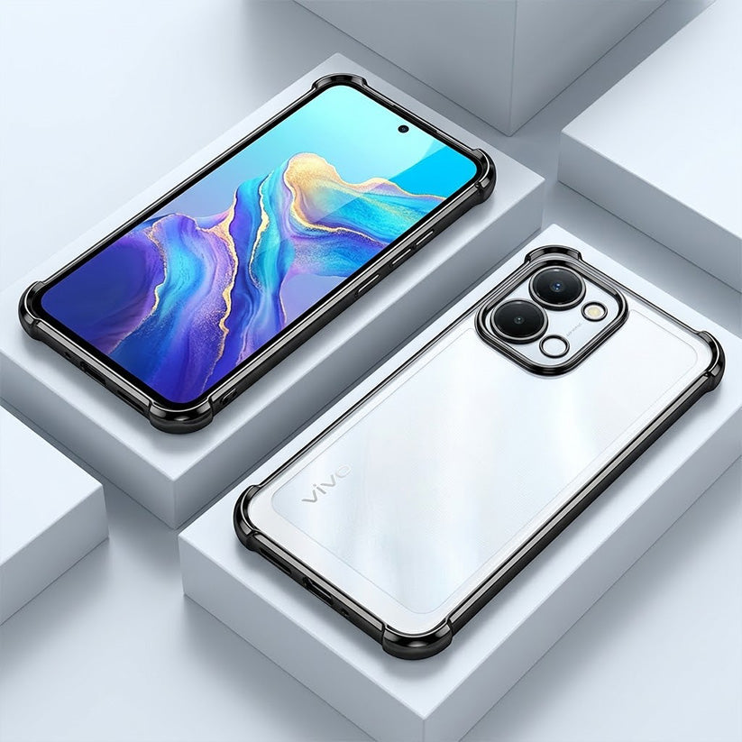 Vivo T5x 5G Anti-Yellow Electroplating Transparent Airbags Case