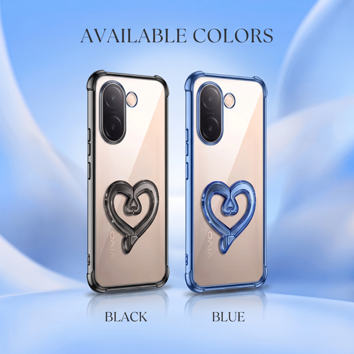 Vivo V60e 5G Premium Heart Stand Transparent Shockproof Airbag Phone Case