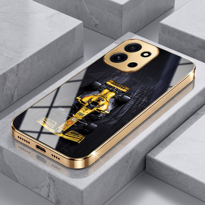 OnePlus Nord 6 5G F1 Racing Car Gold Electroplated Glass Phone Back Case
