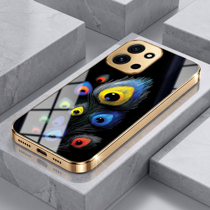 OnePlus Nord 6 5G Multi-Feather Peacock Gold Electroplated Glass Phone Back Case
