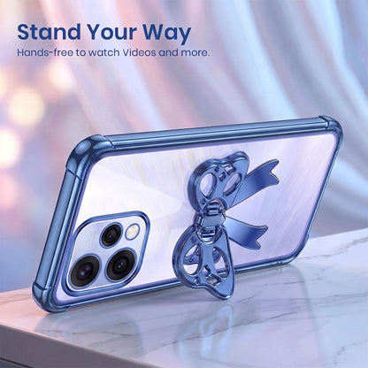 Oppo Reno 15 5G Stylish Bow Knot Stand Transparent Shockproof Airbag Phone Case